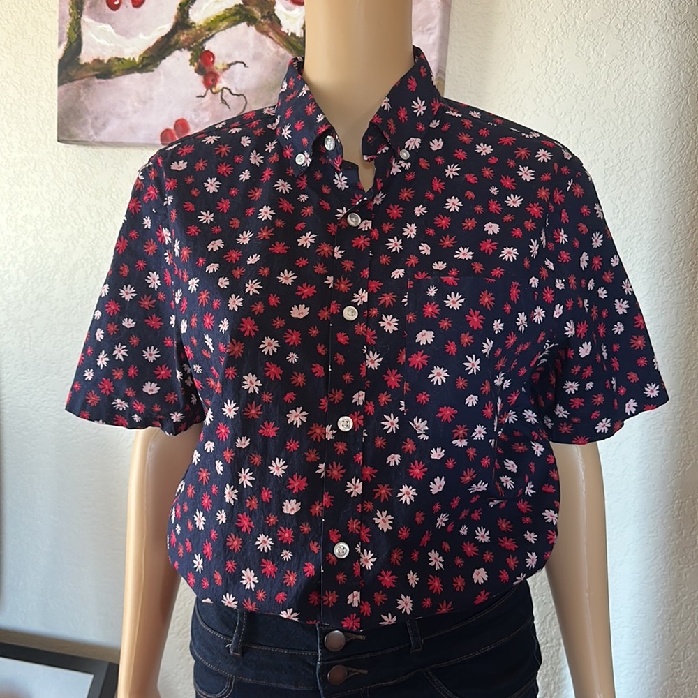 Old Navy Red, White & Blue Floral Shirt